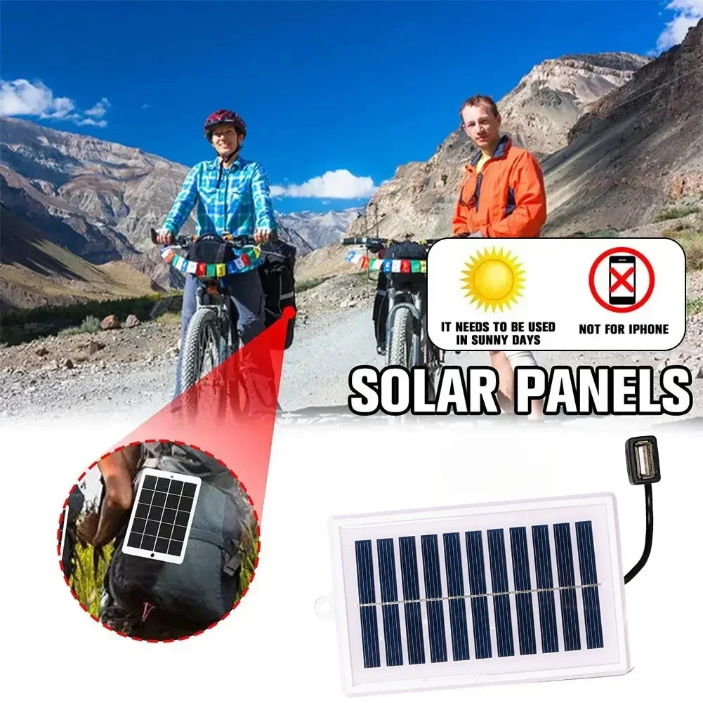 1PC Portable Solar Charger USB Output Outdoor Use Travel Camping Flashlight Fan Charging Solar Battery Charger Solar Charger
