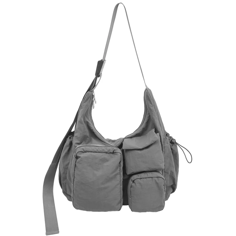 Practical Messenger Bag Large Capacity Simple Crossbody Bag Solid Color Casual Nylon Sling Bag Party Work Shopping Shoulder Bag