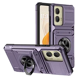 Versatile Wallet Case with Rotating Kickstand and Card Holder for Moto G Stylus5G 2024 (Purple)
