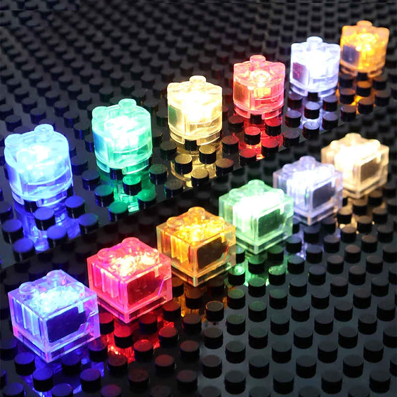 2x2 Dot LED Colorful Accessories Classic Flashing Creative Building Blocks MOC Brick City Street LightEmitting Accessories Parts