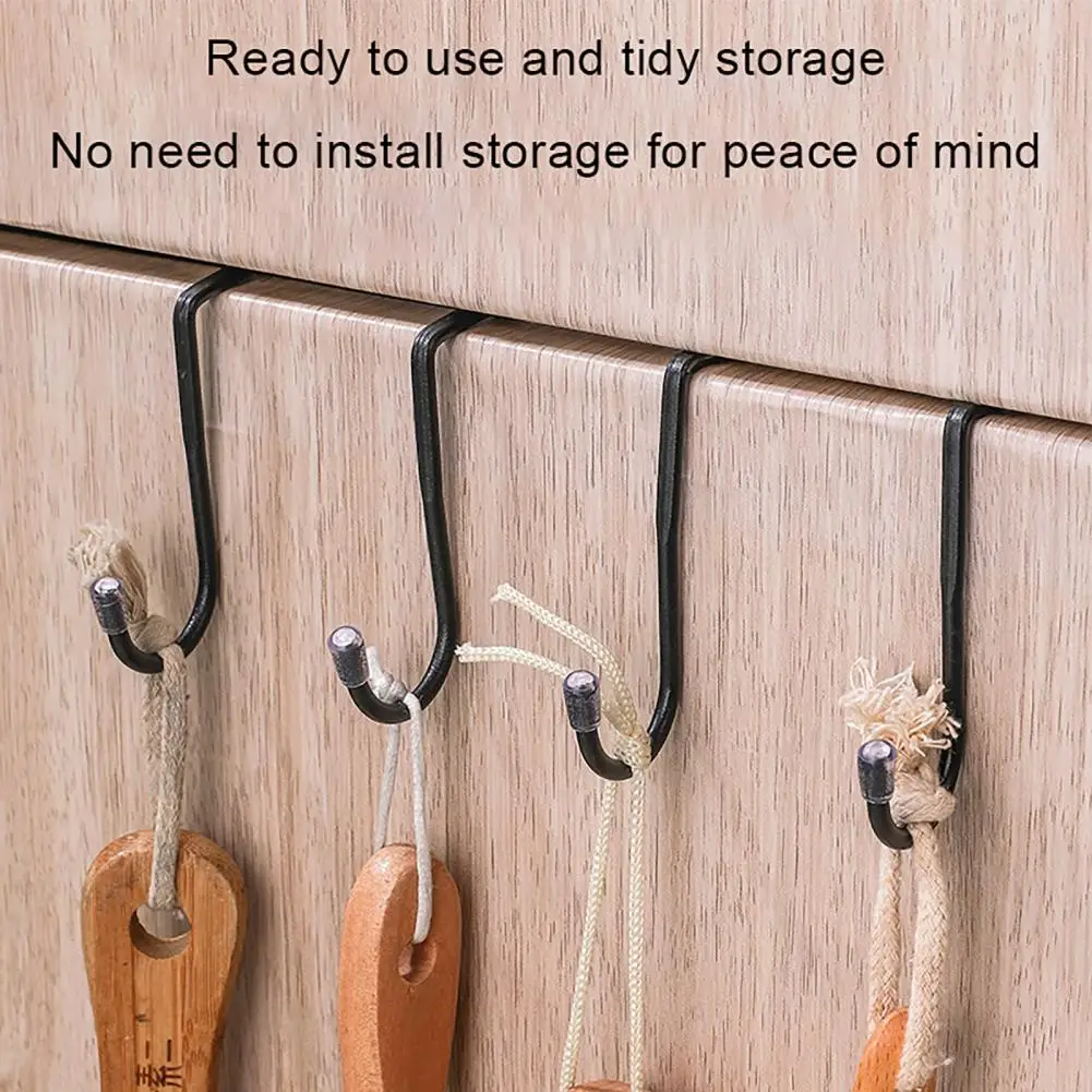 

Stainless Steel Hook Punching Free Double S-Shape Hook Kitchen Bathroom Cabinet Door Back Type Coat Towel Storage Hanger 캐비닛 후크