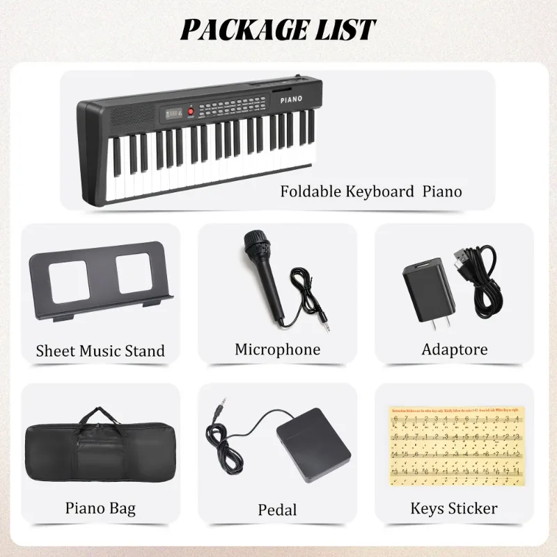 Portable 88 Keys Foldable Electronic Organ Digital Piano Multifunctional Electronic Keyboard Piano Student Musical Instrument