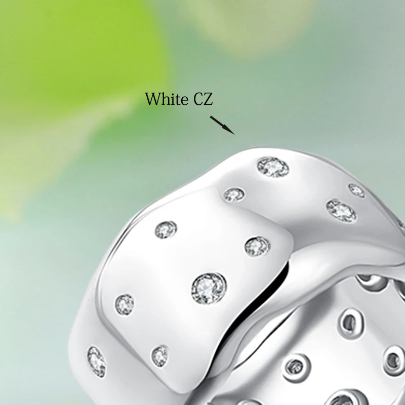 Silver Irregular Handmade Zircon Wide Ring