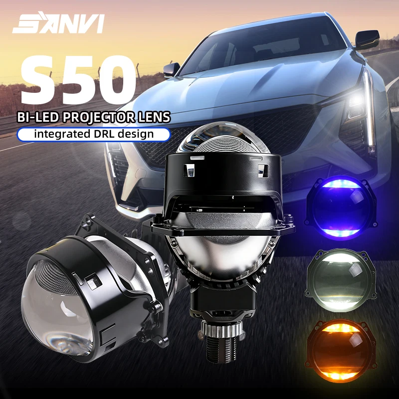 SANVI 3인치 자동차 S50 바이 LED 프로젝터 렌즈 일체형 DRL& 방향..