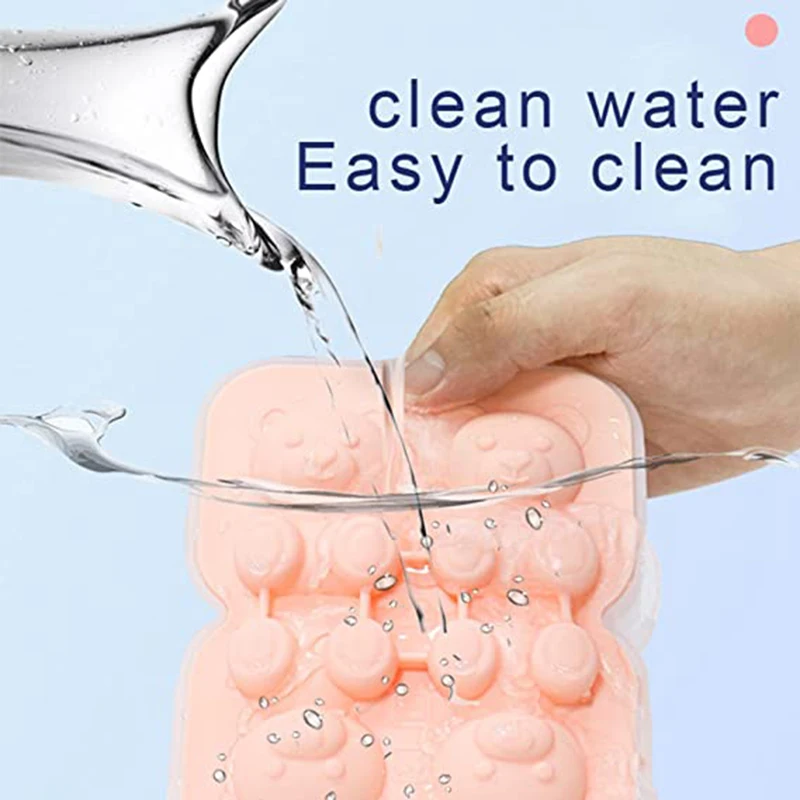 Cute Teddy Bear Ice Cube Making Mold Splash-proof And Easy To Fall Off, For Refrigerator With Container, Cute Bear Ice Cube Tray