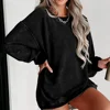 Womens Crewneck Oversized Corduroy Corded Sweatshirt Casual Long Sleeve Trendy Pullover Comfy Tops 3