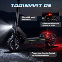 Trottinette électrique TODIMAR D5, 10 pouces, 500W, pour adultes, usage urbain, 48V 10.4ah, pliable, vitesse 25km/h, tout-terrain, longue autonomie. 5