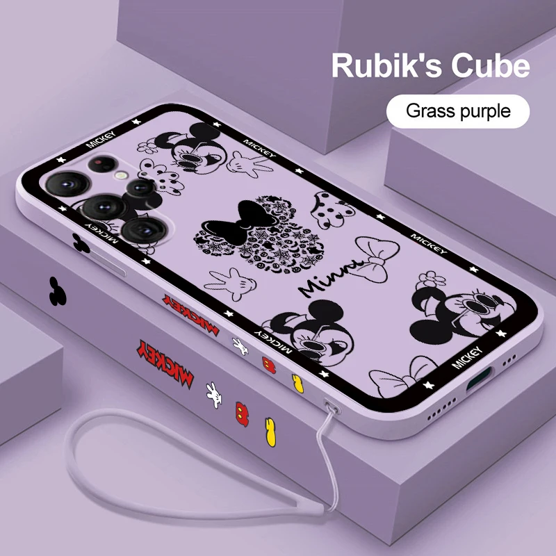 

Disney Mouse Logo Minnie For Samsung Galaxy S24 S23 Ultra S22 S21 S20 S10 Plus Pro FE Lite Liquid Left Rope Phone Case