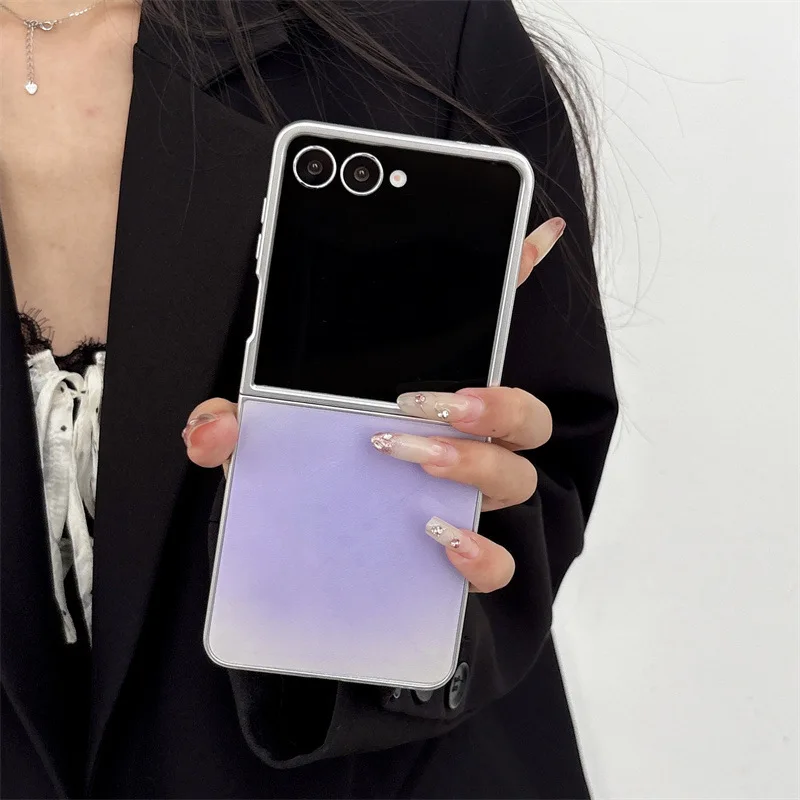 Luxury Gradient Color Silver Edge Plating Shockproof Phone Case
