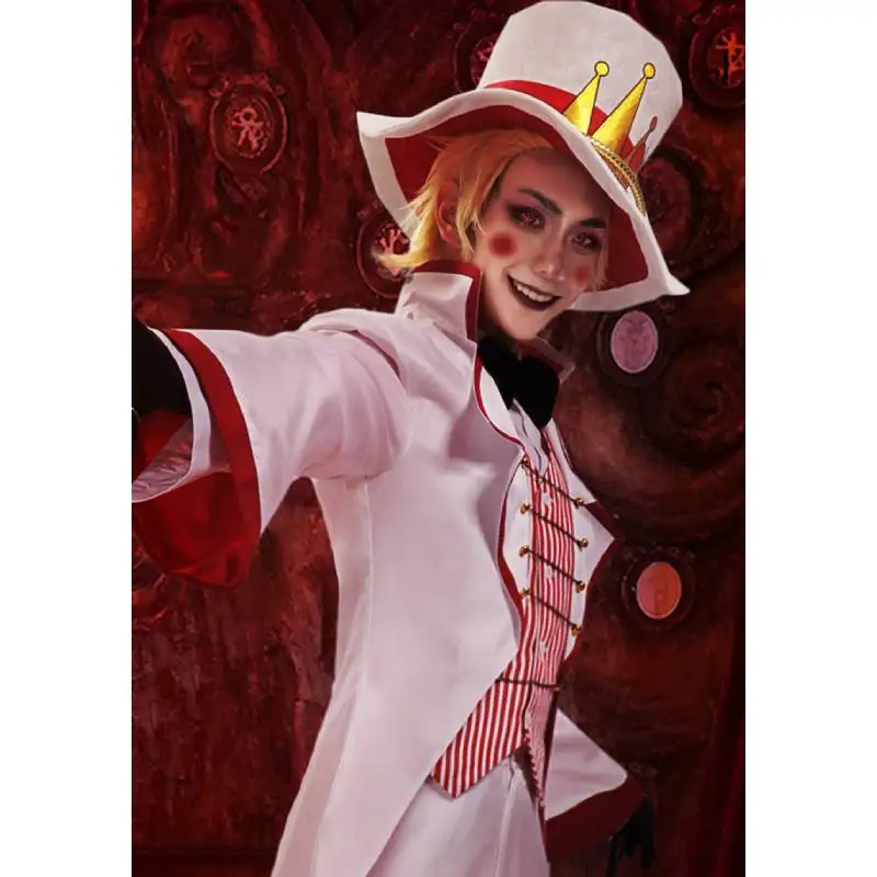 DAZCOS Lucifer Cosplay Hat White Red Cap Halloween Costume Party Props for Adult Lucifer Morningstar Cosplay Hat for Christmas