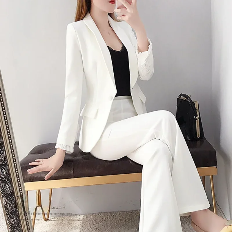 

Two Pieces Sets Pants for Woman Baggy White Outfits Women's 2 Pant Set Blazer and Trousers Suits Chic Elegant Comfortable Cheap