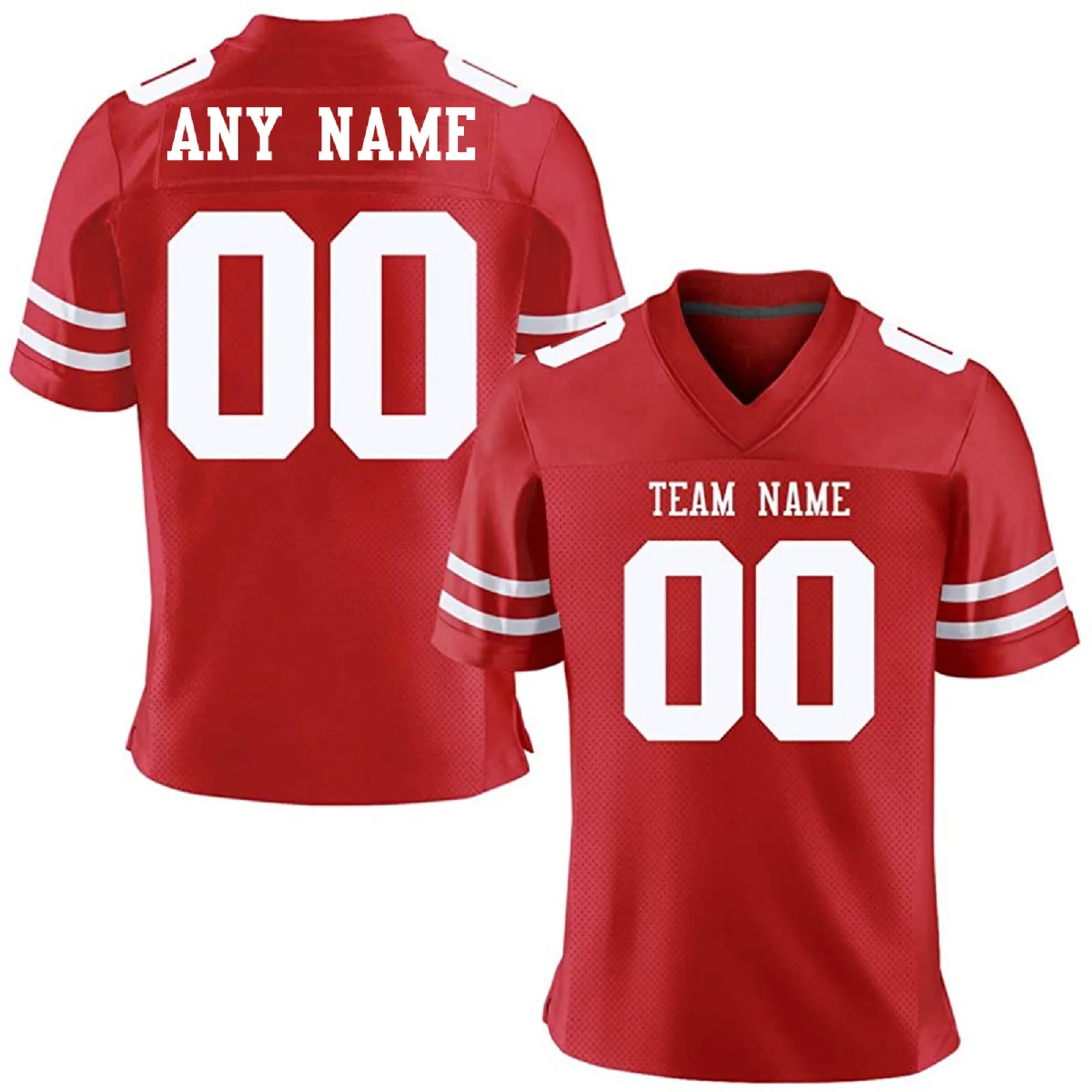 Custom American Football Jersey, Personalized Red Jersey Shirt with Printed Team Name Number, Football Top for Men Women Youth