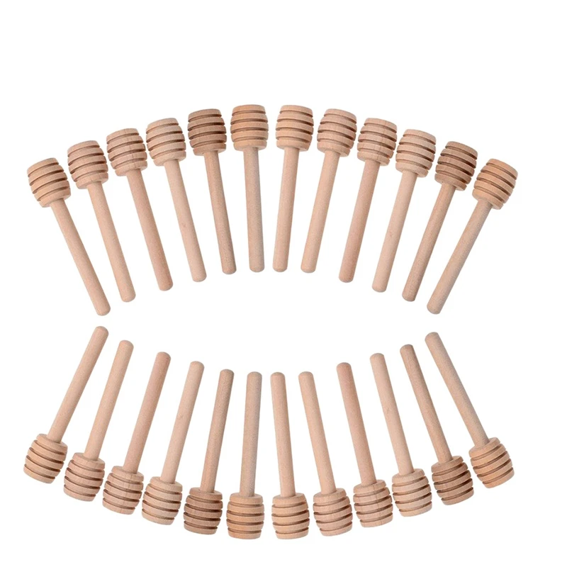 100PCS Wooden Honey Sticks – 8cm Mini Honey Dipper Spoons, Honey Mixing Stirrers For Jars, Syrup, Jam