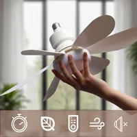 Ventilateur de plafond LED E27 avec télécommande, 30W 40W, fonction de gradation, adapté au salon, au bureau et à un usage domestique, 85-265V 2