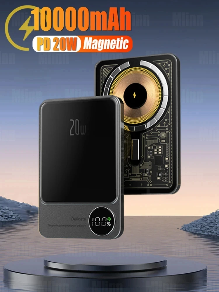 

Магнитный внешний аккумулятор на 10000 мАч для MagSafe iPhone 15, PD20W, 15 Вт, беспроводная быстрая зарядка, портативный внешний дополнительный аккумулятор MacSafe