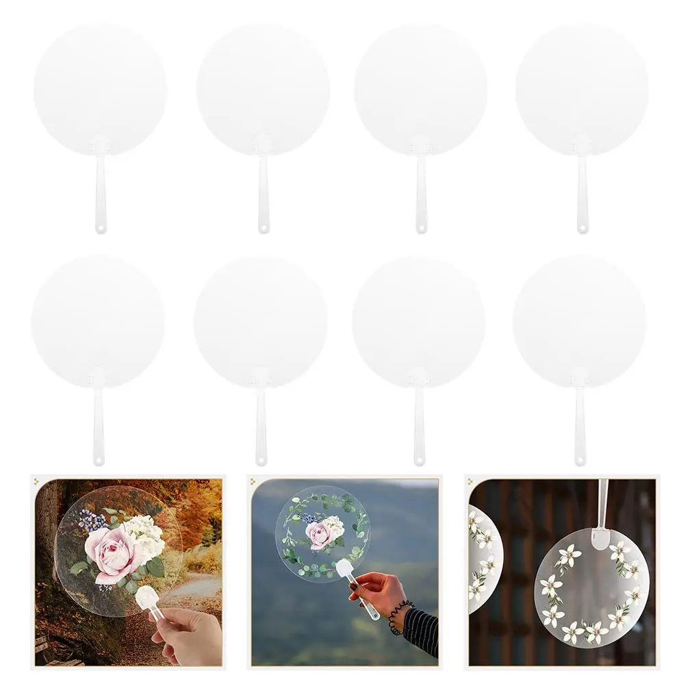 10pcs Circular Handheld Fan Transparent Blank Hand Fan DIY Fan Stage Diy DIY Craft Fan Chinese Style Fan For Prop Wall Decor