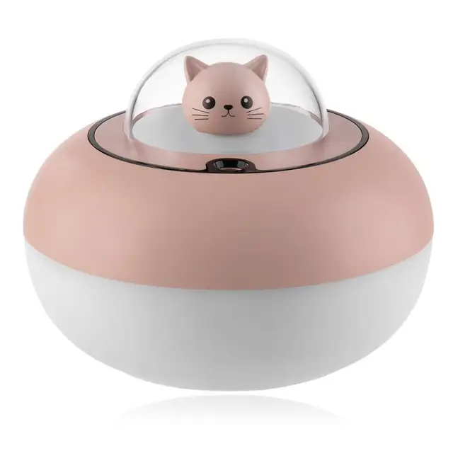Aranyos Macska Párásító Usb Légköri Éjszakai Világos Rajzfilm Háziállat Asztali Levegő Feltöltő Hálószoba - Image 6