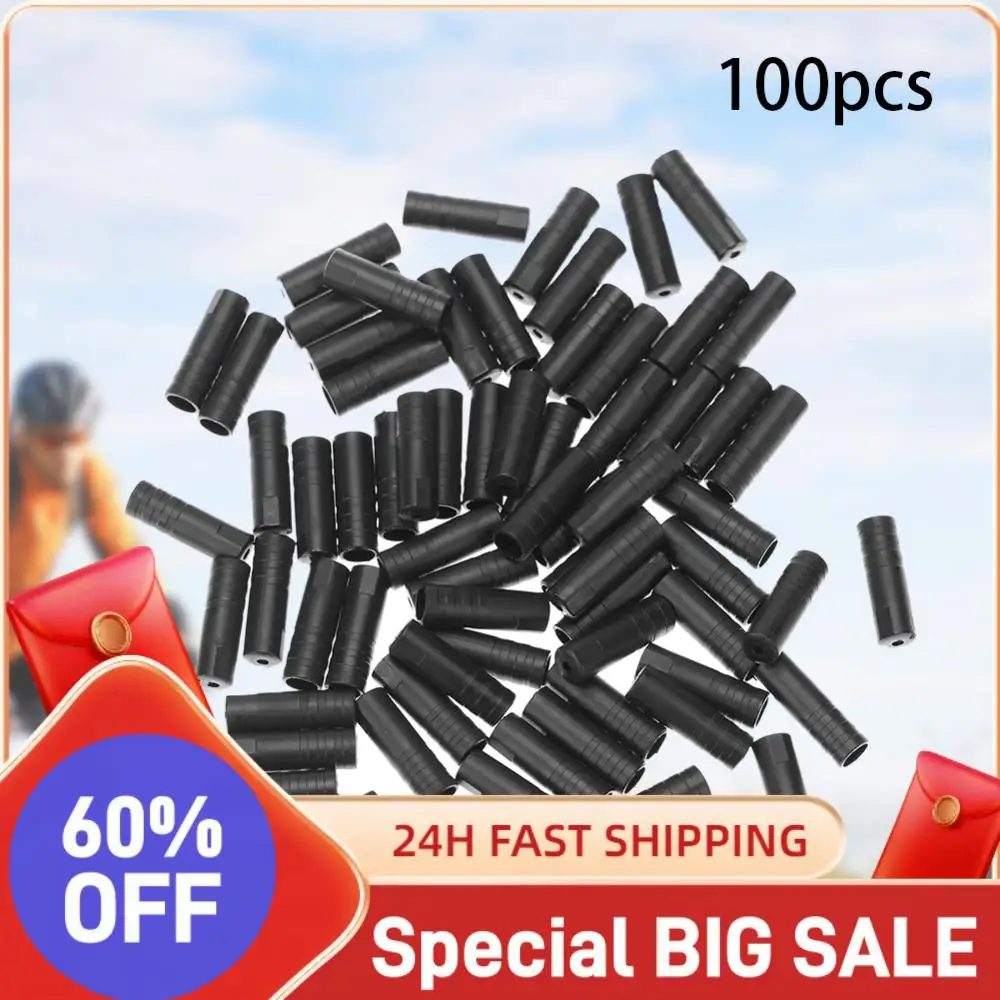 100개 자전거 브레이크 와이어 엔드 코어 캡 케이블 알루미늄 커버 기어 자전거..
