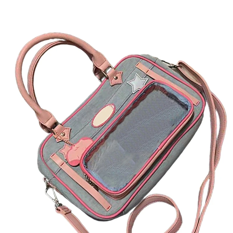 Japanese School Girl Crossbody Bag Student Anime Book Bag Transparent Shoulder Handbag Bag with Top Handle E74B