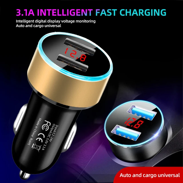 Toma de mechero de coche de 12 V, Cargador USB Dual, adaptador de corriente  3.1A divisor, Cargador rápido USB para motocicletas y barcos, adaptador -  AliExpress