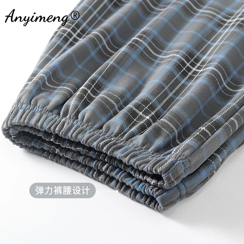 Elegant Man's Pajamas Loungewear Autumn Winter New Big Size 3xl 4xl Knitted Cotton Sleepwear Fashion Lounge Set Nightwear