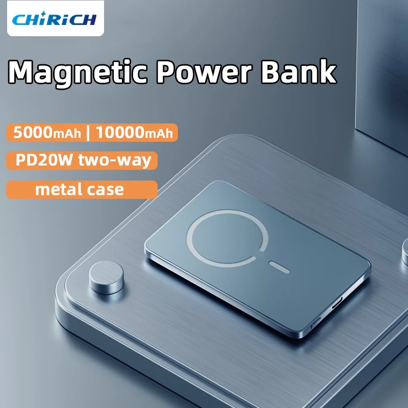 Magnetic Wireless Power Bank 10000mAh Portable Fast Charger External Spare Battery Metal Case Slim Powerbank For iPhone Samsung power bank