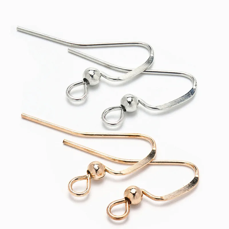 100 stücke Messing Ohrring Haken Hypo Allergen Ohr Drähte mit Ball Fisch Haken 17,5mm Ohrringe Machen Liefert Schmuck Erkenntnisse