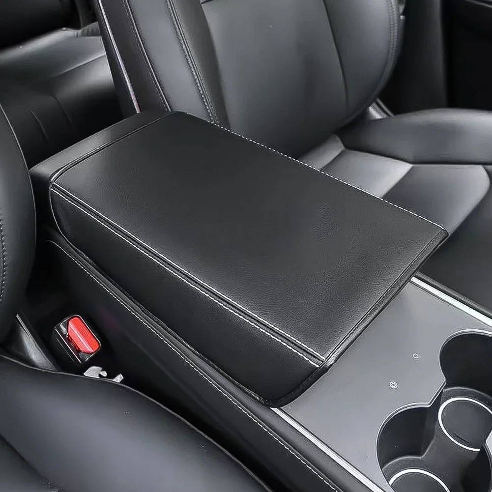 Für Tesla Model 3/Y 2017-2024 Auto-Armlehnenabdeckung | OEM-Passform, kratzfester Autoinnenraum aus Mikrofaser-Leder – Detail 1