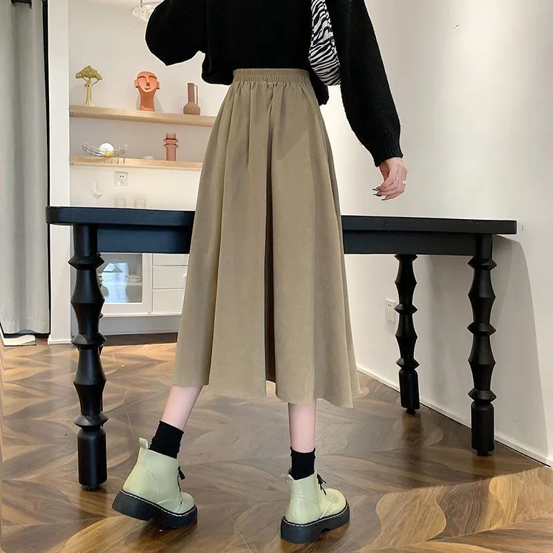 [SOMEWHERE BUTTER]24FW★韓国人気★Vintage Low Skirt Overall Lucyever Vintage Brown High Waist Pleated Skirt Women Korean