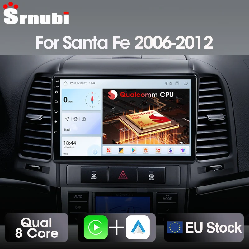 Srnubi 2Din Autoradio CarPlay Android Auto WiFi GPS BT Unterstützung Backup Kamera Video Musik Für Hyundai Santa Fe 2 2006-2012 Stereo