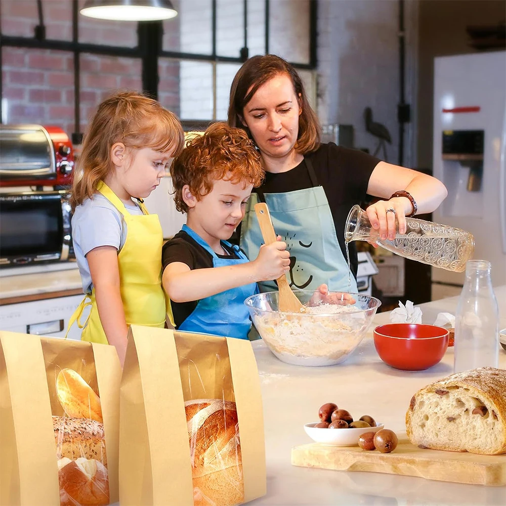 Large Bread Bags with Clear Window for Homemade Bread, Sourdough, Cookies, and Cakes