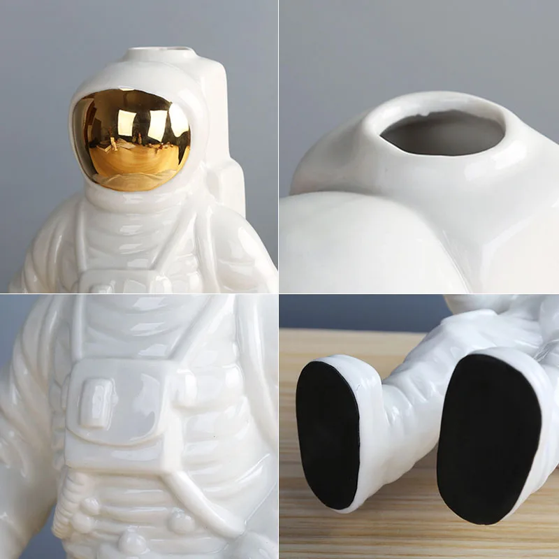 CAPIRON Porcelain Astronaut Vase Figurines Bookshelves Office Living Room Desktop Decor Interior Home Decoration Accessories 6