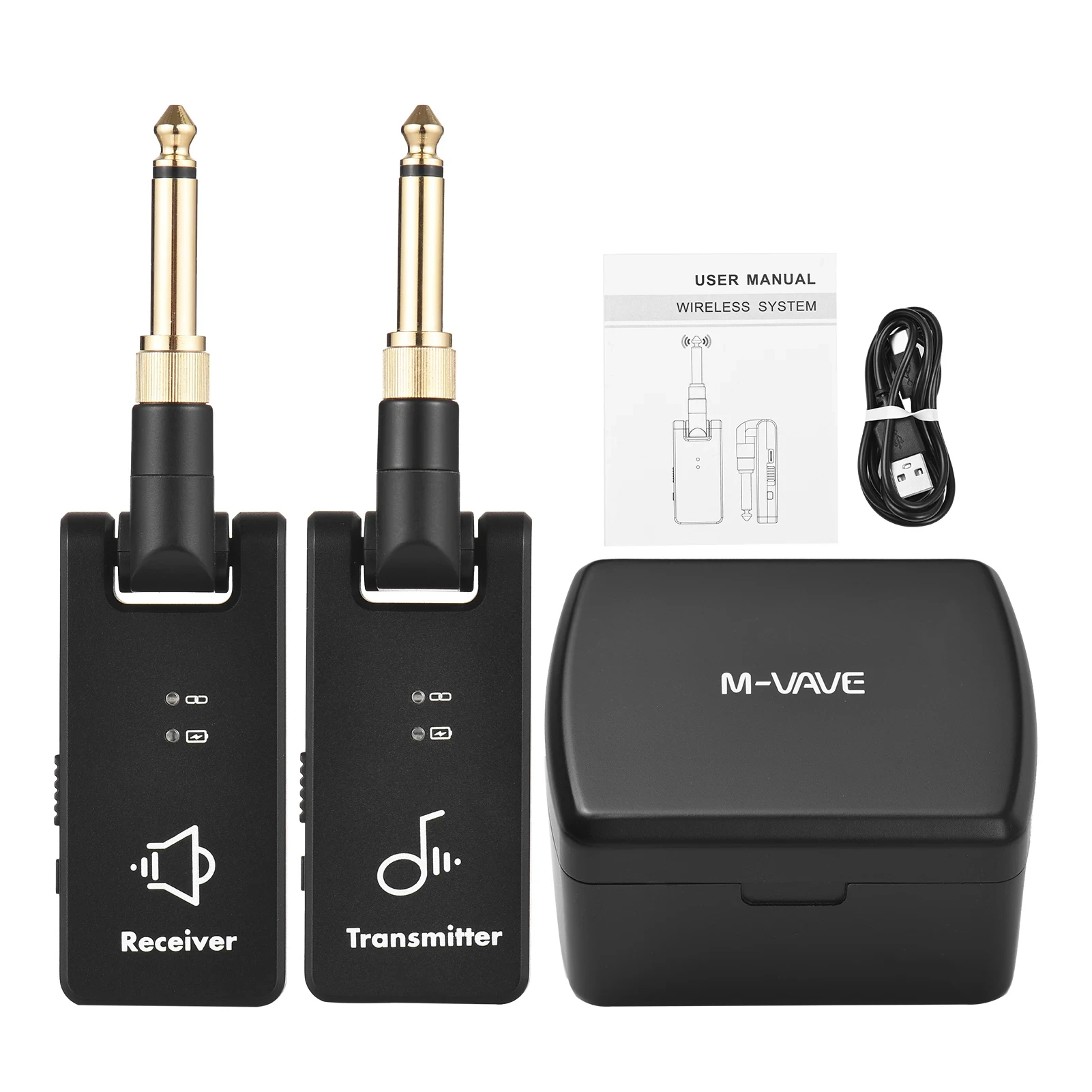 M-VAVE WP-8 Wireless Transmission System Electric Guitar Receiver & Transmitter Built-in Battery with Charging Box 3.5mm & 6.35m