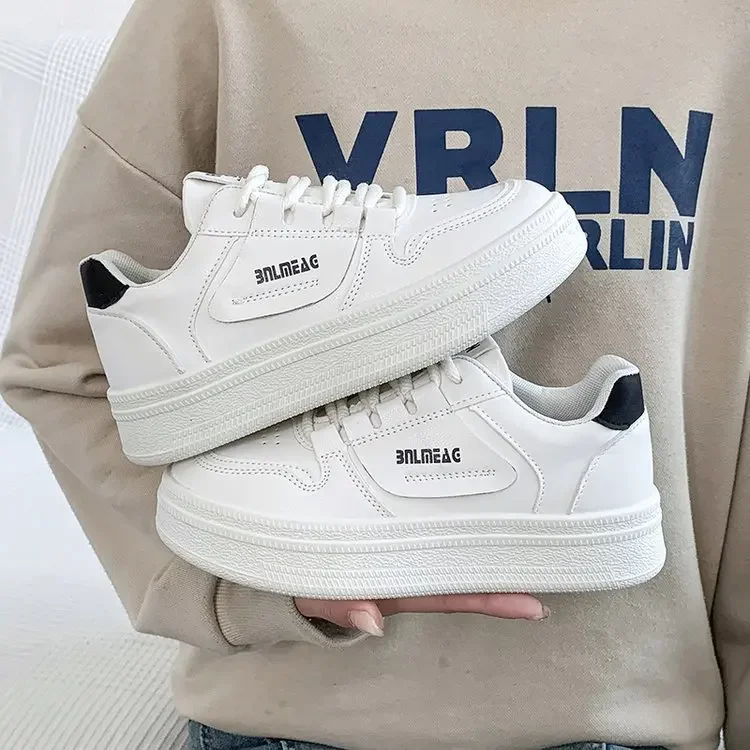 Spring Women's Sporty Thick Bottom Heel Boosting Casual Shoes Breathable PU Material Rubber Outsole Comfortable Sneakers