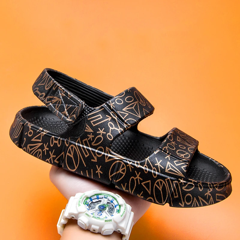 

Мужские сандалии на липучке, мягкие эластичные, Эва, летняя уличная пляжная обувь, для пар, большие размеры 34-45