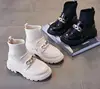 Girls Leather Boots Metal Chains Flying Woven Stitching Princess Boots 2024 Fashion Socks Boots Kids Leather Soft Boots Children 2