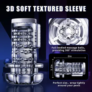 2 in 1 Handheld Automatic Male Masturbator Telescopic Vibrator Vagina Masturbation Equipment Sex Toys for Men Goods for Adults
