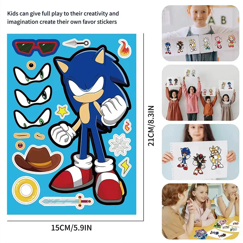 

Hedgehog Sonic Action Chart Manual Sticker Cartoon Anime Sonic Parent Child Interactive DIY Puzzle Toy Children's Birthday Gift