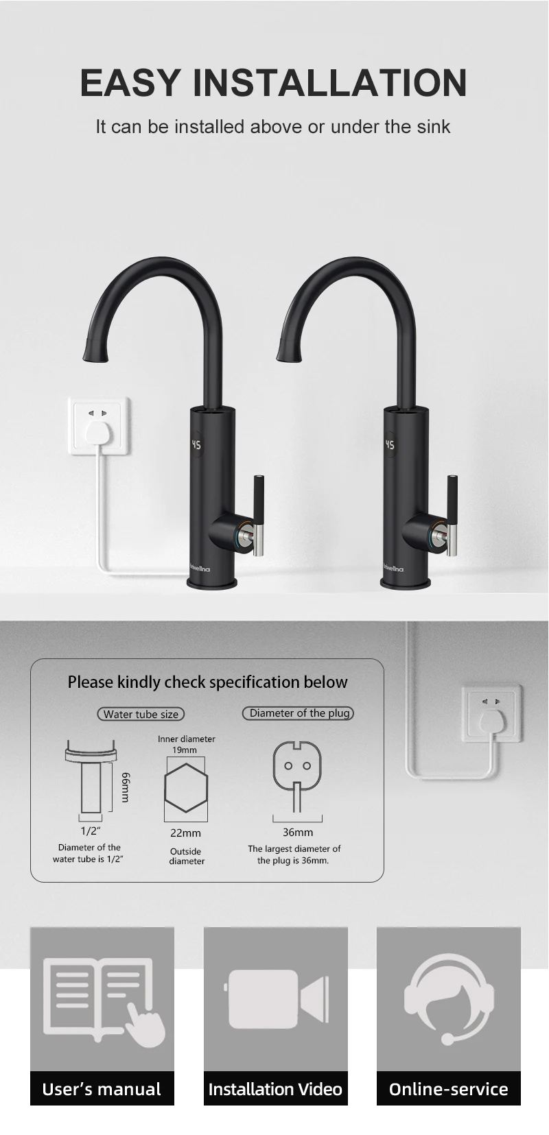 Briwellna-torneira elétrica com bocal universal, aquecimento instantâneo,