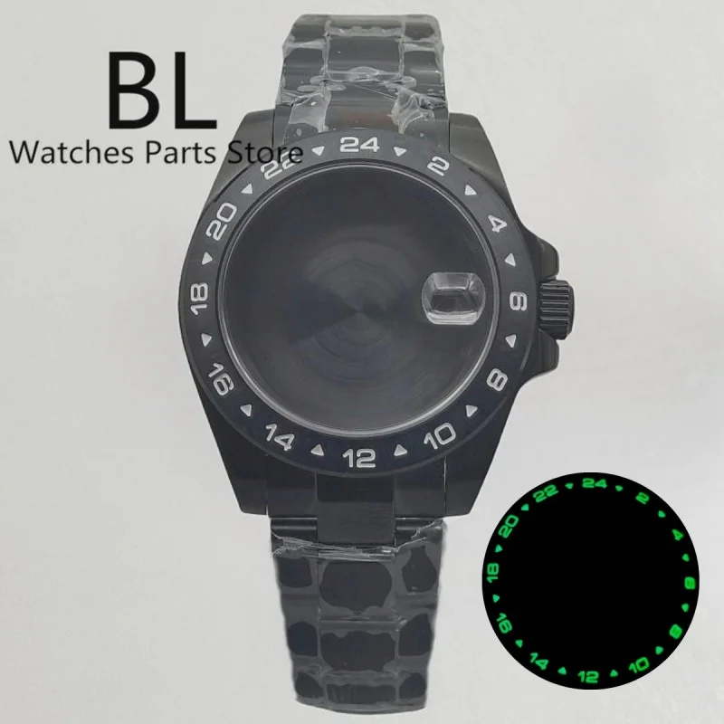 Bliger 40Mm Nero Pvd Cassa Dell'Orologio Vetro Zaffiro Misura Nh34 Nh35 Nh36 Eta2824 Miyota 9015 Pt5000 Seagull St2130 Movimento Luce Lunetta