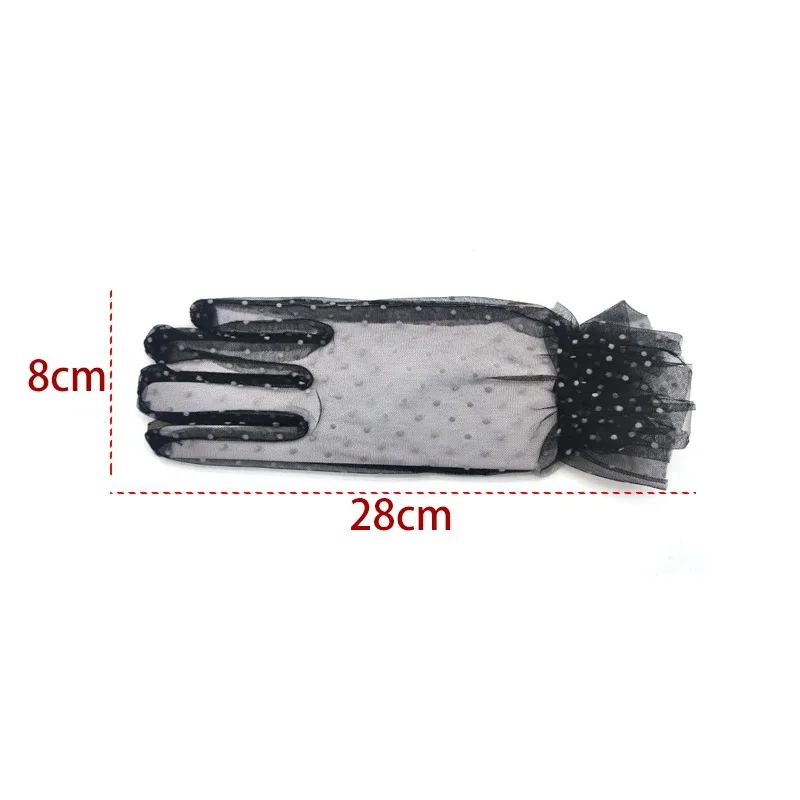 1pc Sexy Dot Print Mesh Tulle Glove Spring Summer Thin Short Glove Club Prom Party Dancing Dress Glove tulle gloves