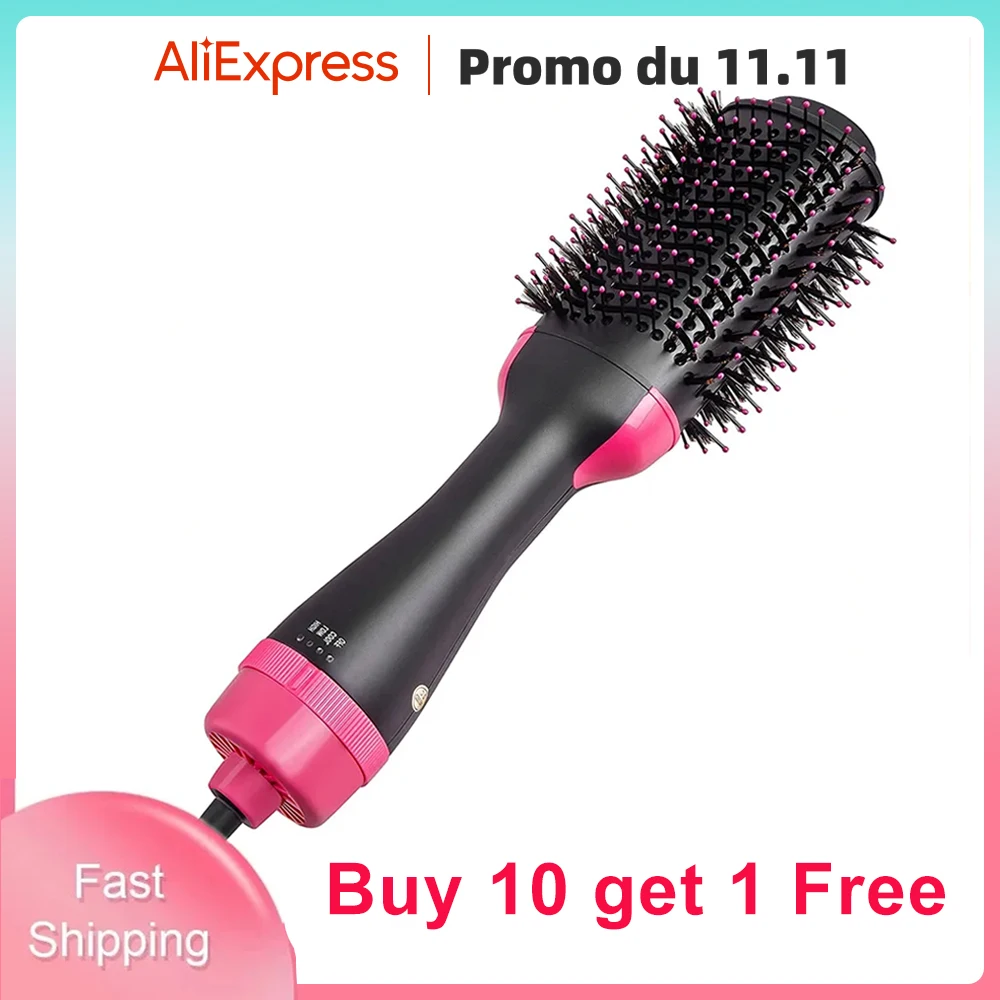 One Step Hair Dryer and Volumizer Round Hot Air Brush 3 in 1 Anti-Scald Negative Ion Hair Straightener Brush Comb Curler Styler 1