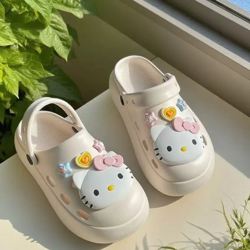 귀여운 헬로키티 슈즈 참 세트 KT 고양이 DIY 액세서리, 구멍 있는 신발, 슬리퍼 장 장식품 (여아용)