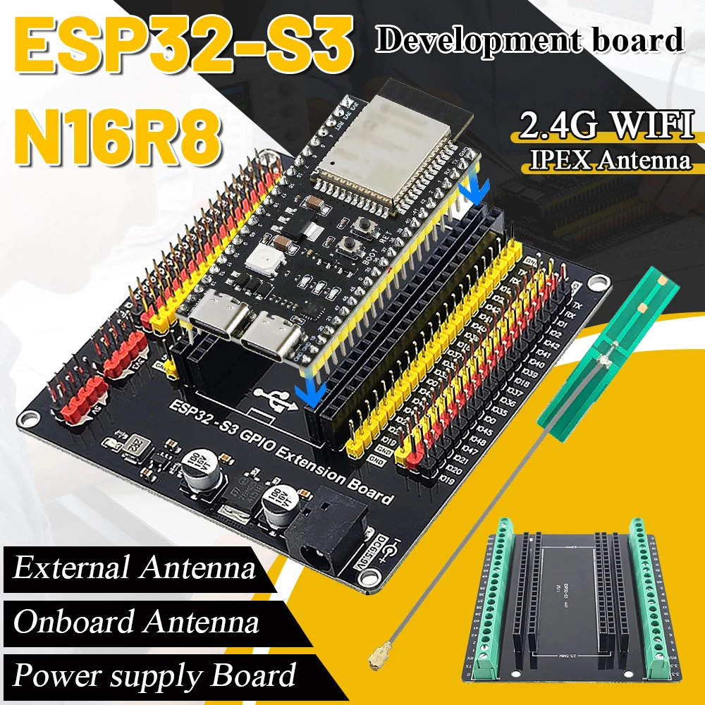 บอร์ดพัฒนา ESP32-S3 โมดูลอัจฉริยะ 2.4G Wifi Bluetooth 44Pin Type-C