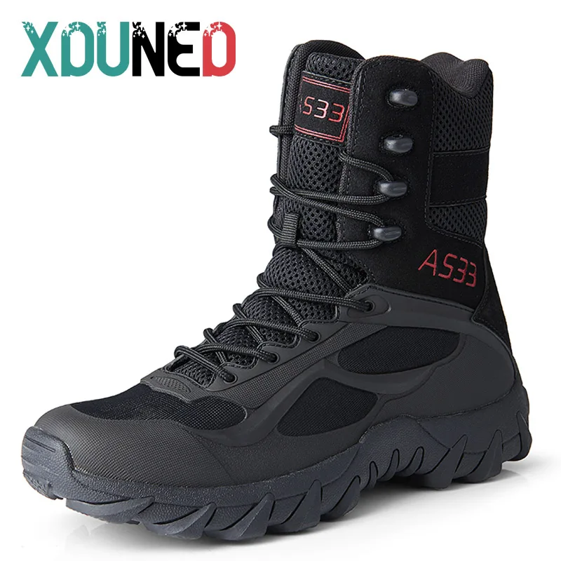 

XDUNED Men Tactical Boots Army Boots Military Desert Waterproof Work Safety Shoes Climbing Hiking Shoes Ankle Men Outdoor Boots