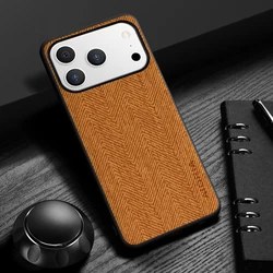 Elegant Leather Wood Grain Phone Case - Simple, Lightweight, and Durable Design - iPhone Air (Orange)