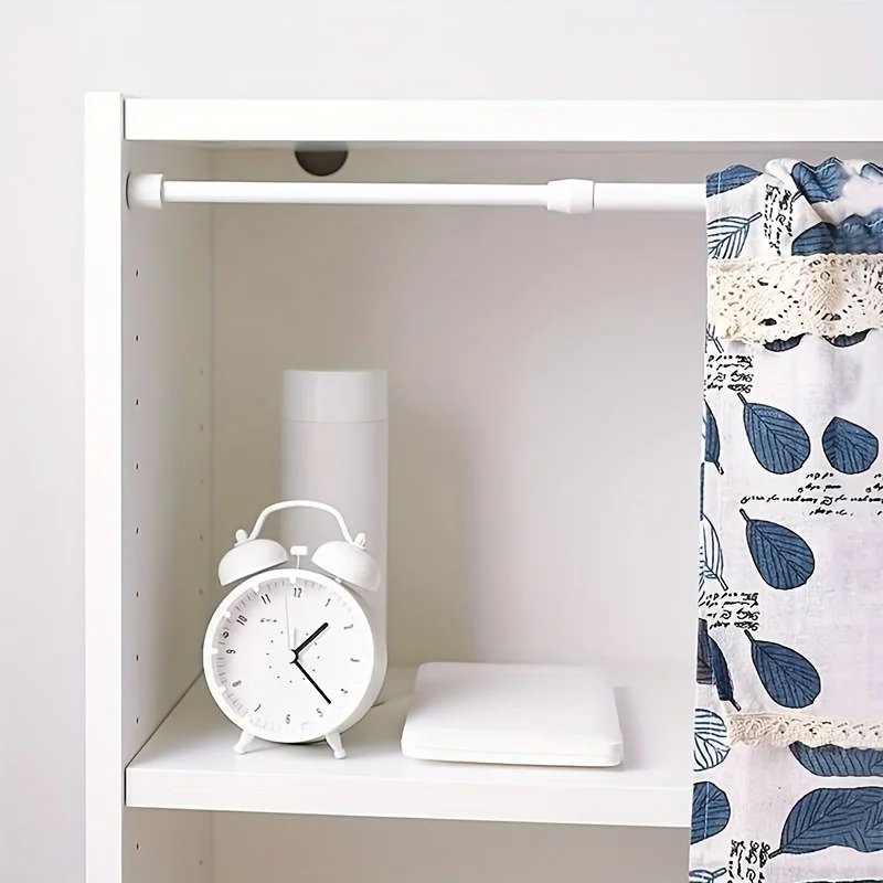 1pc Multifunctional Non-Slip Punch-Free Telescopic Fine Bar, Towel Bar for Bathroom, White