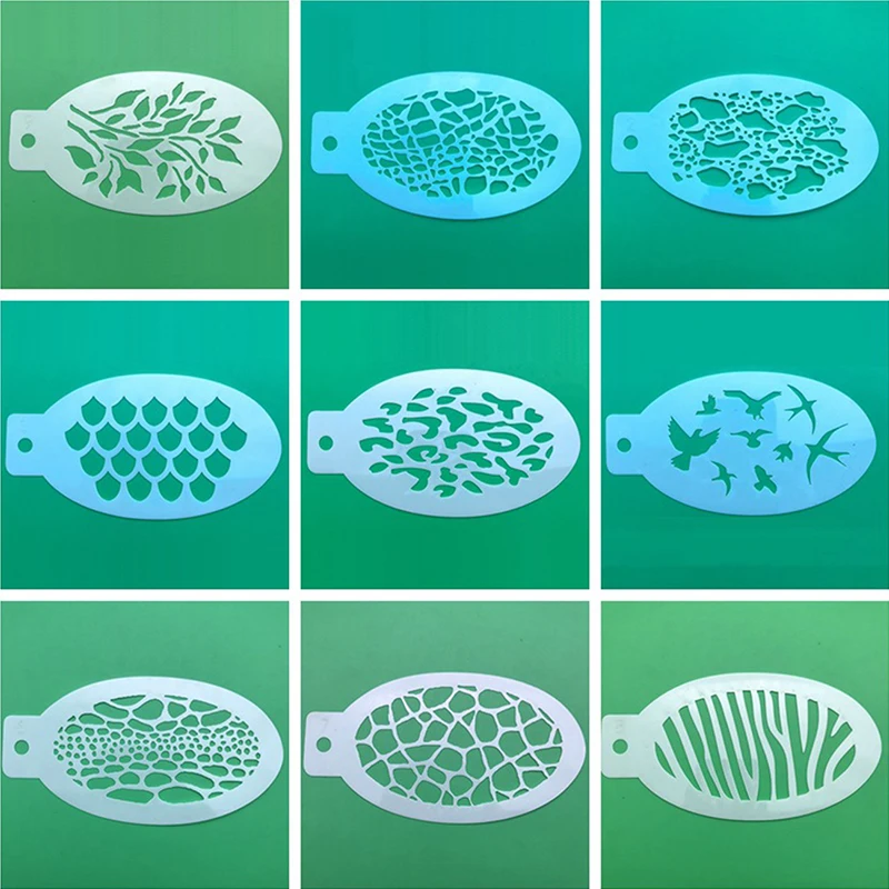 42 Pcs/set Face Painting Stencils Templates Professional Body Art Angel Rainbow Dots Scale Leopard Plastic Makeup Tools 6