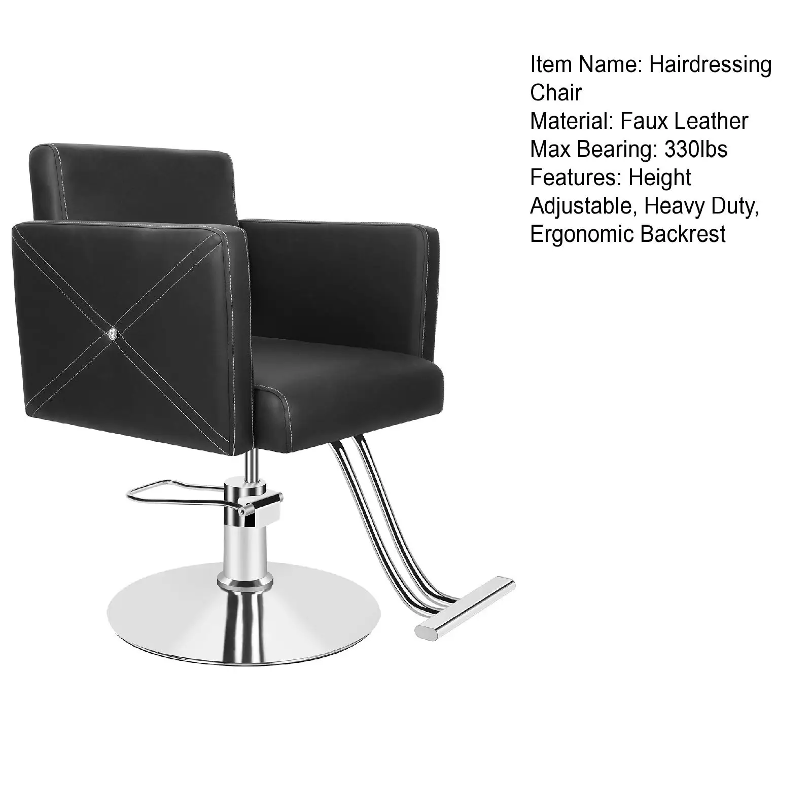 Friseursalonstuhl, Stylistenstuhl mit robuster Hydraulikpumpe, 360-Grad-rollbarer Friseurstuhl, Schönheitssalonstuhl – Detail 1