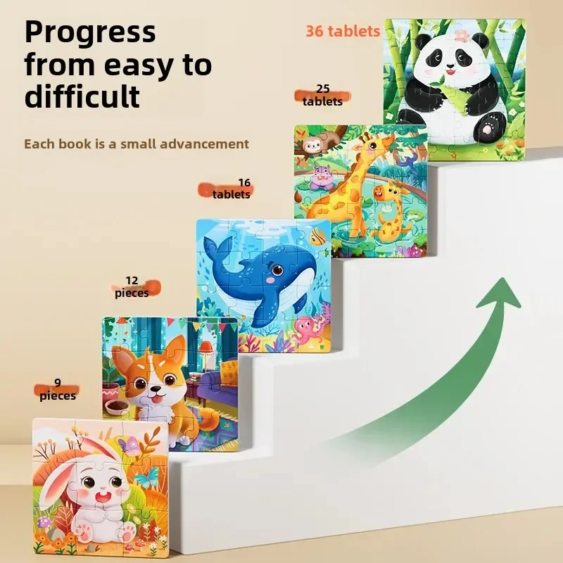 Kids Large Size Wooden Jigsaw Puzzle Game Baby Toys Learning Educational Forest Sea Animals Traffic Vehicle Puzzles Children Toy